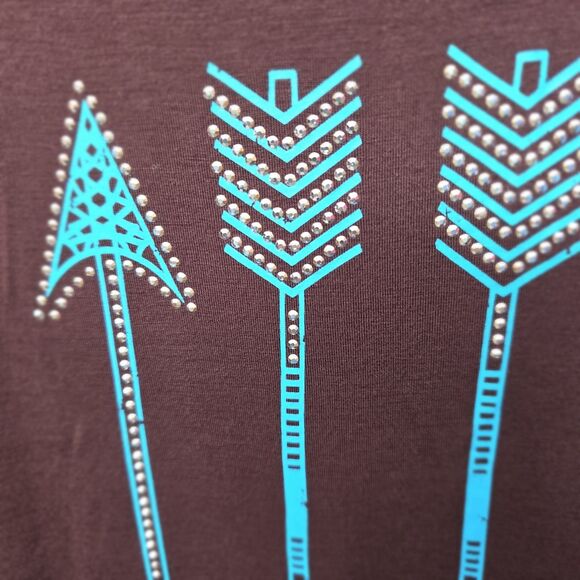 Cowgirl Hardware Womens Western Top Rhinestone Long Sleeve Sz L Lace Back Boho - Picture 4 of 12